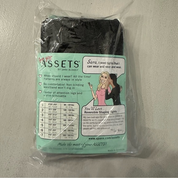 Assets by Sara Blakely SPANX Women’s Black Flipside Diamond Tights Size 5 NWT - Picture 5 of 5